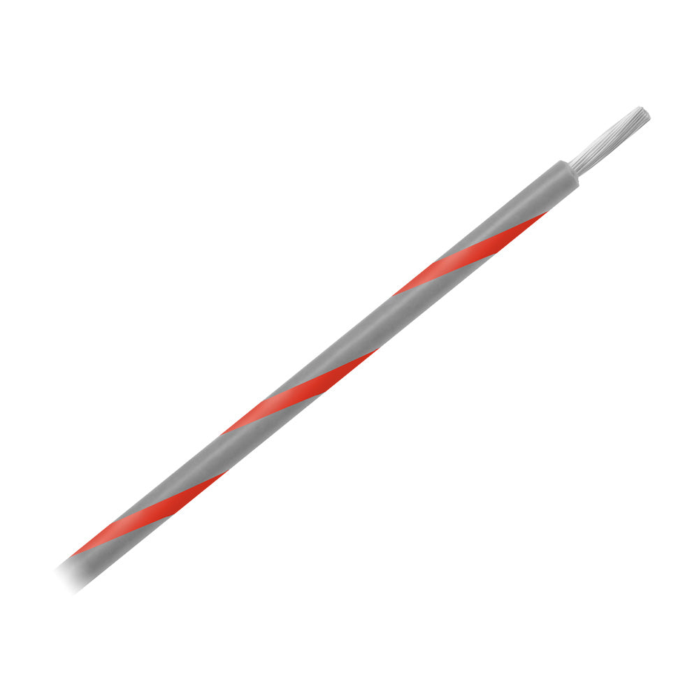 Pacer WUL14GY-2-500 14 AWG Gauge Striped Marine Wire 500' Spool - Grey w/Red Stripe