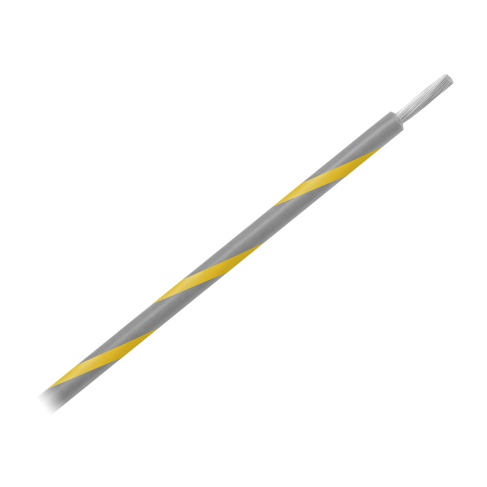 Pacer WUL14GY-4-500 14 AWG Gauge Striped Marine Wire 500' Spool - Grey w/Yellow Stripe