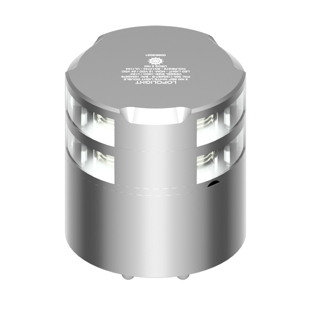 Lopolight 300-112G2ST 360 Degree Double-Stacked 3nm Masthead Light - Silver Anodized