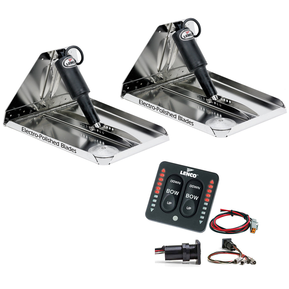 Lenco 12" x 12" Heavy Duty Performance Trim Tab Kit w/LED Indicator Switch Kit 12V RT12X12HDI
