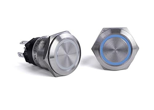 Sierra AV10030B Push-Button Switch, Off/(On), Blue Halo LED