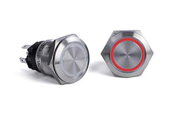 Sierra AV10030R Push-Button Switch, Off/(On), Red Halo LED