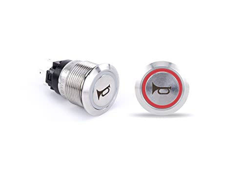 Sierra AV10050R Push-Button Switch, Off/On, Red Halo LED w/Horn Symbol
