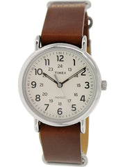 Timex T2P495 Weekender 40 Slip Thru Leather Strap Watch - Brown