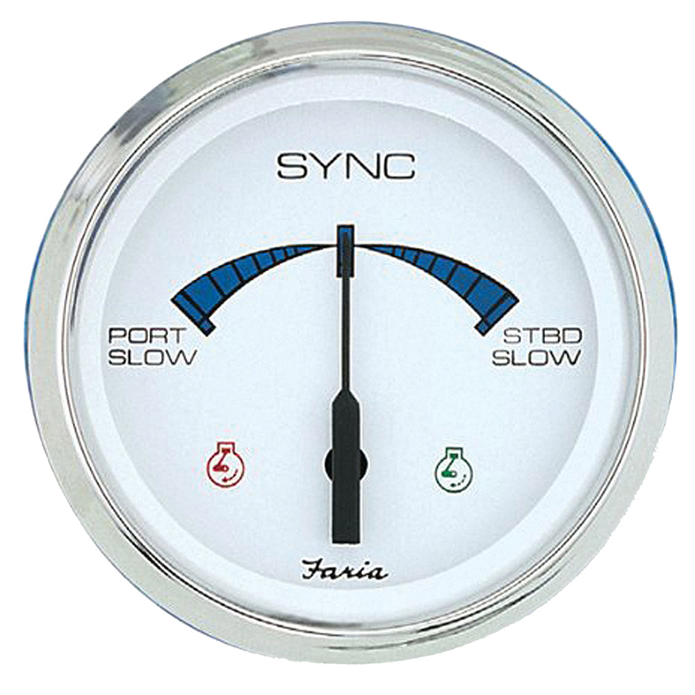Faria 33801 4" Chesapeake SS White Engine Synchronizer - Dual Gas & Var Ratio Alt Diesel