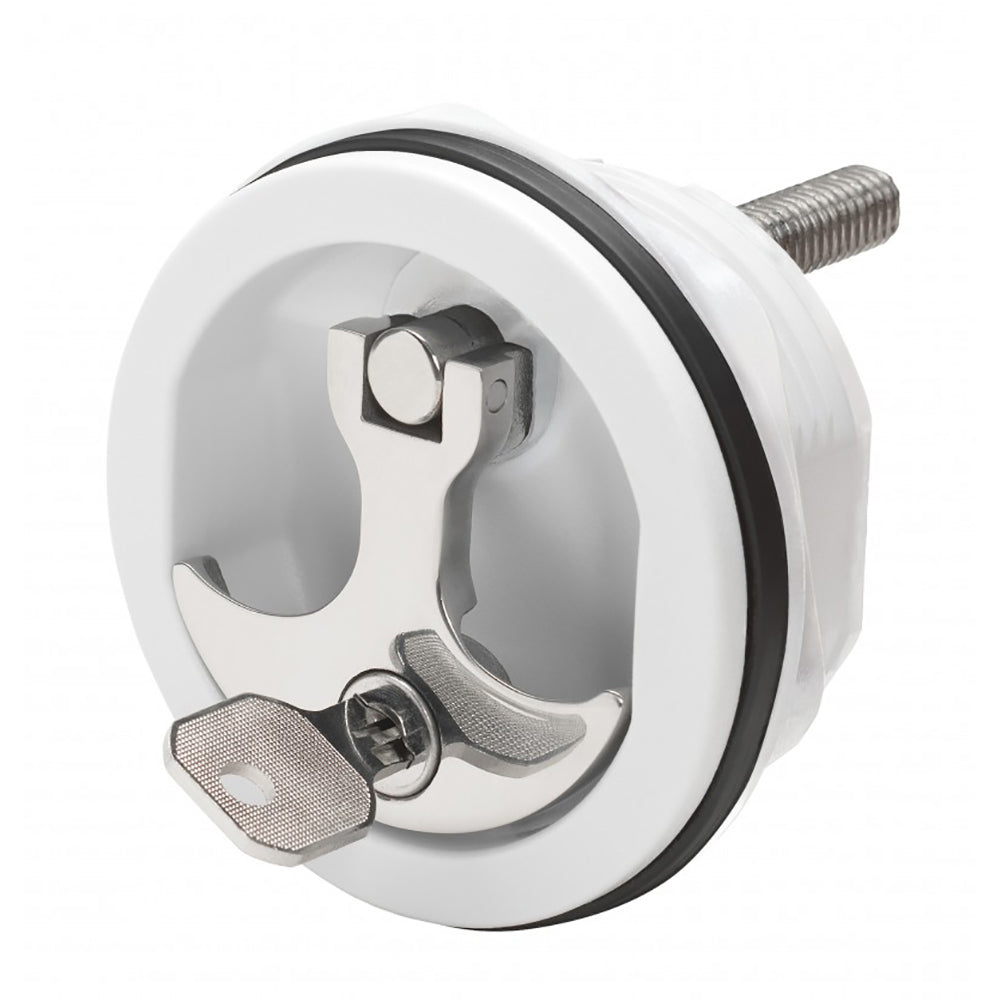 Whitecap S-1415WC Compression Handle CP Zamac/White Nylon Locking Fresh Water Use Only