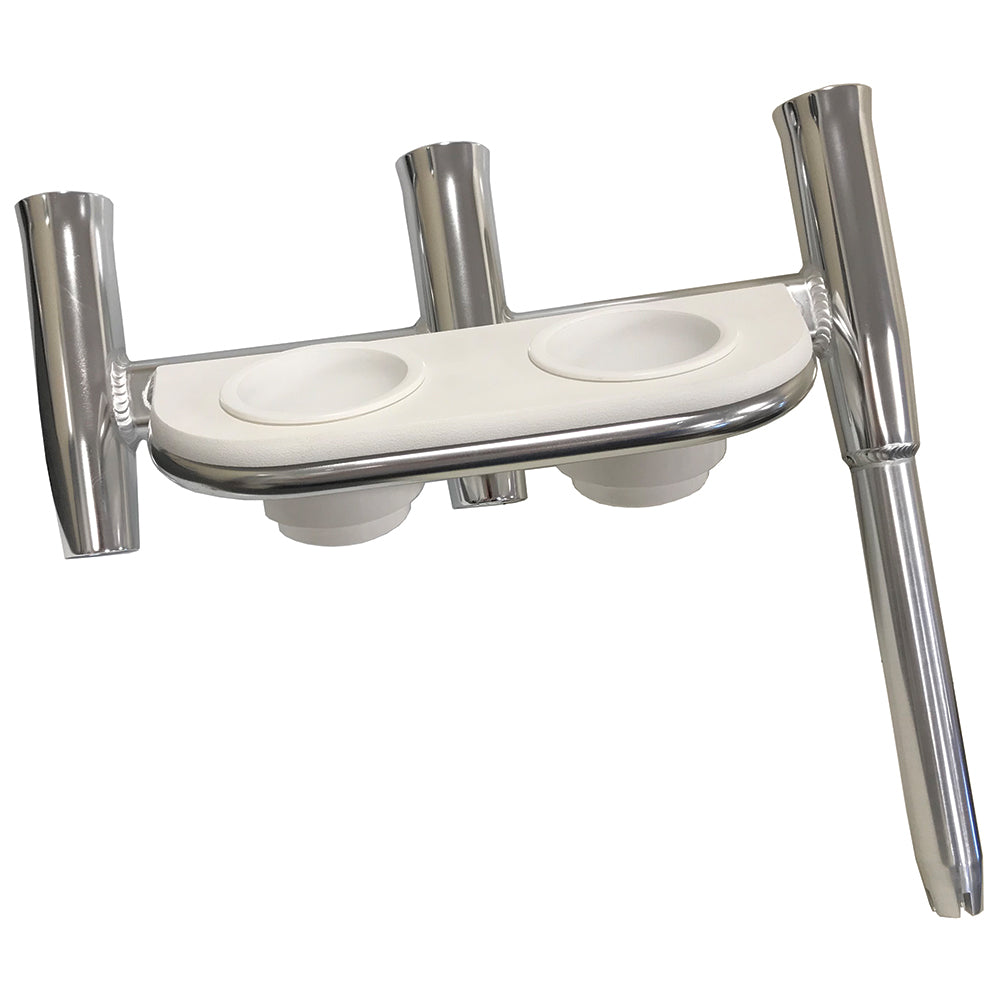 Tigress 88148 Offset Triple Rod Holder w/Cup Holders - Port Side - Polished Aluminum