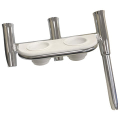Tigress 88148 Offset Triple Rod Holder w/Cup Holders - Port Side - Polished Aluminum