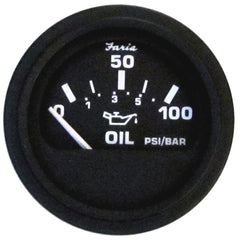 Faria 12845 Euro Black 2" Oil Pressure Gauge (100 PSI)
