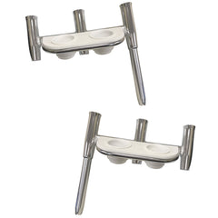 Tigress 88148PS-KIT Offset Triple Rod Holder w/Cup Holders - Port Side & Starboard Side - Polished Aluminum
