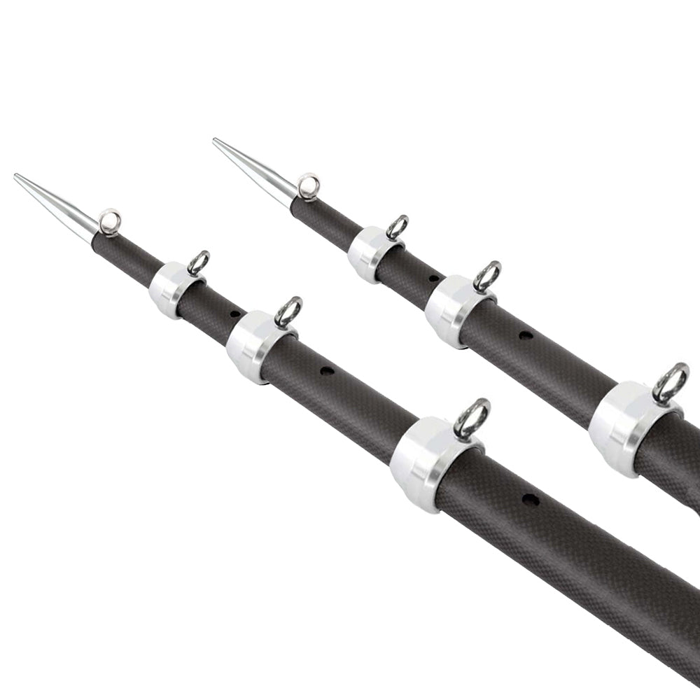 Tigress 88679-1 XD 3k Carbon Fiber Telescoping Outrigger Poles - 18 feet - Matte Black/ Silver - Pair