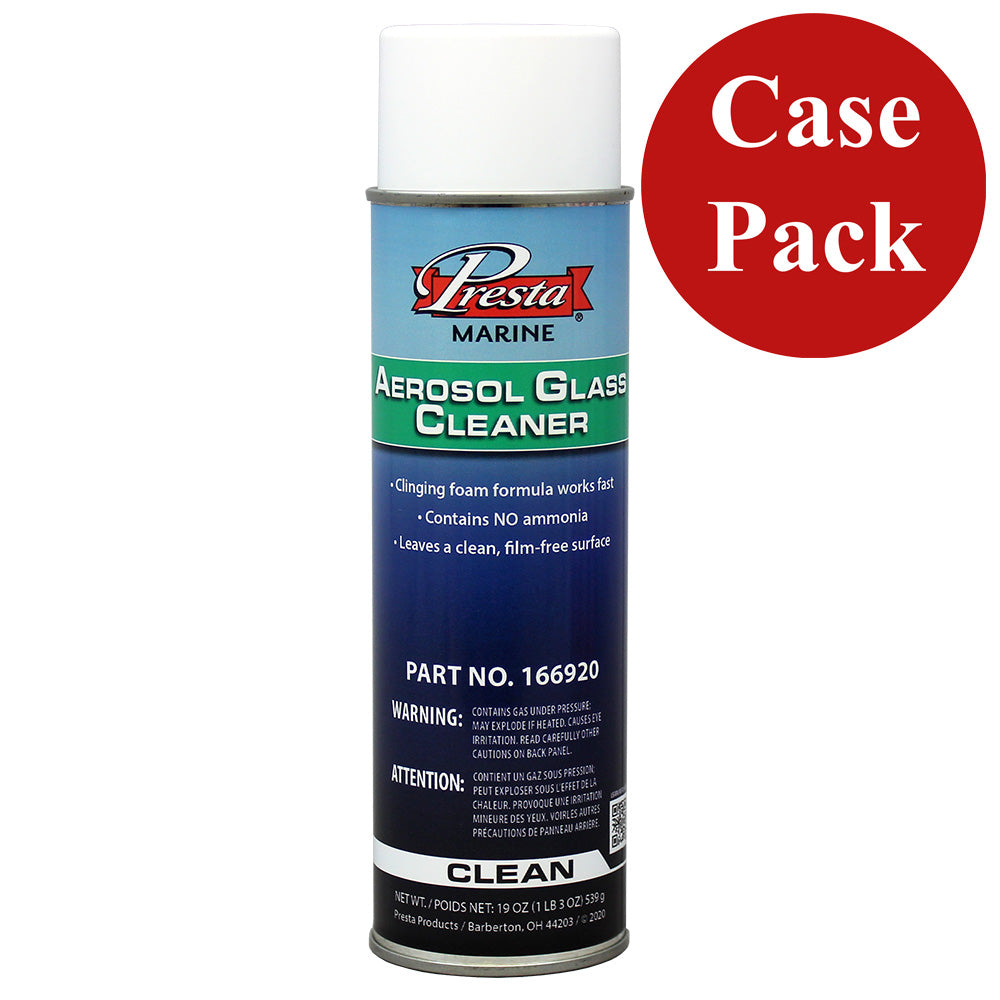 Presta 166920CASE Marine Ammonia Free Aerosol Glass Cleaner - 19oz - *Case of 12*