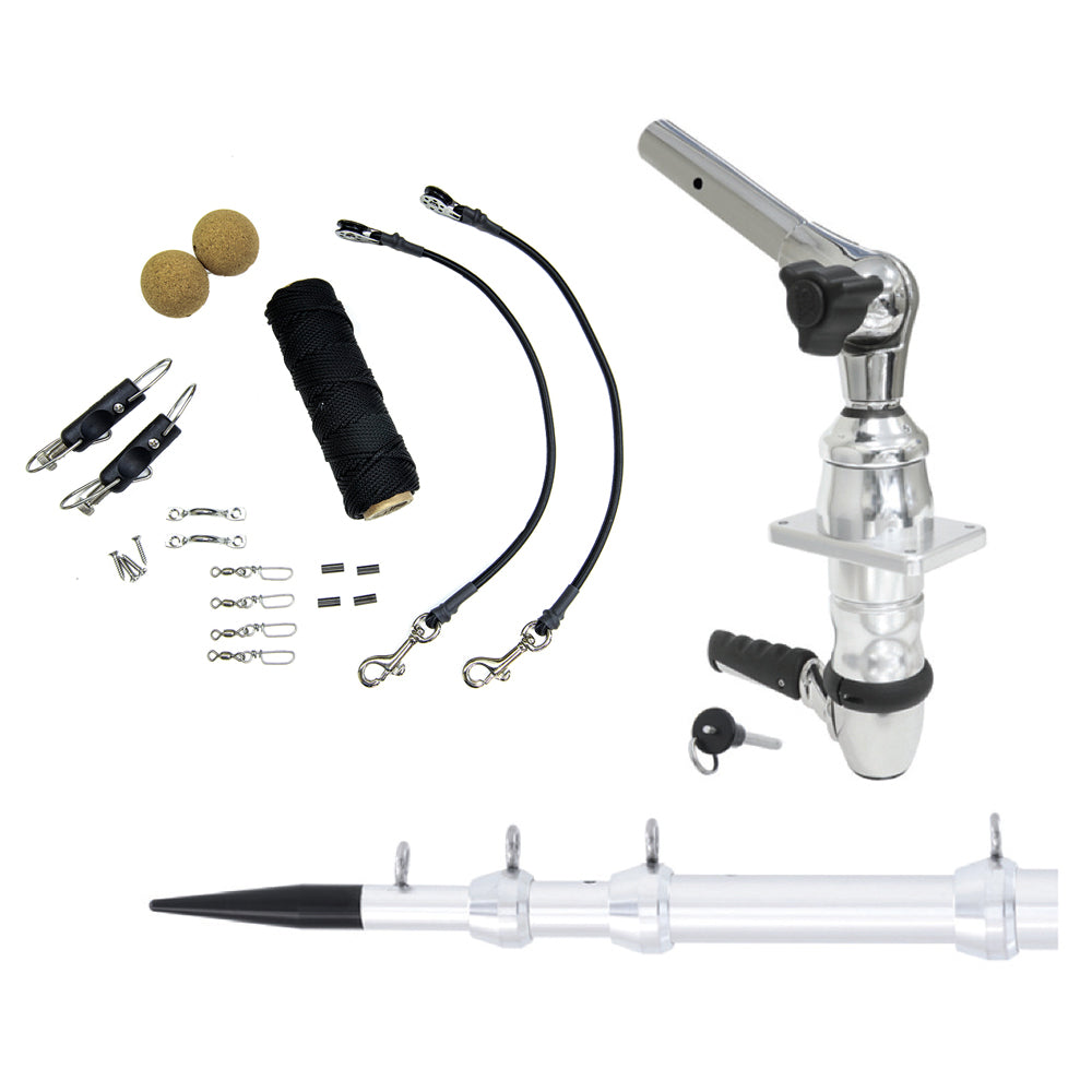 Tigress 88824 XD Top Mount System - 15&#39; - Silver Outriggers Elite Rigging Kit