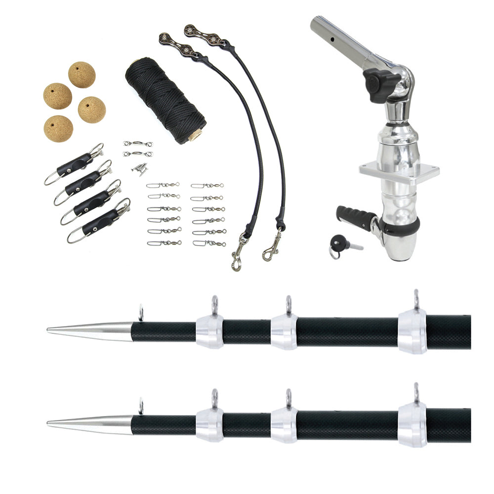 Tigress 88679-01 XD Top Mount System - 18&#39; Carbon Fiber Black/Silver Ultimate Rigging Kit
