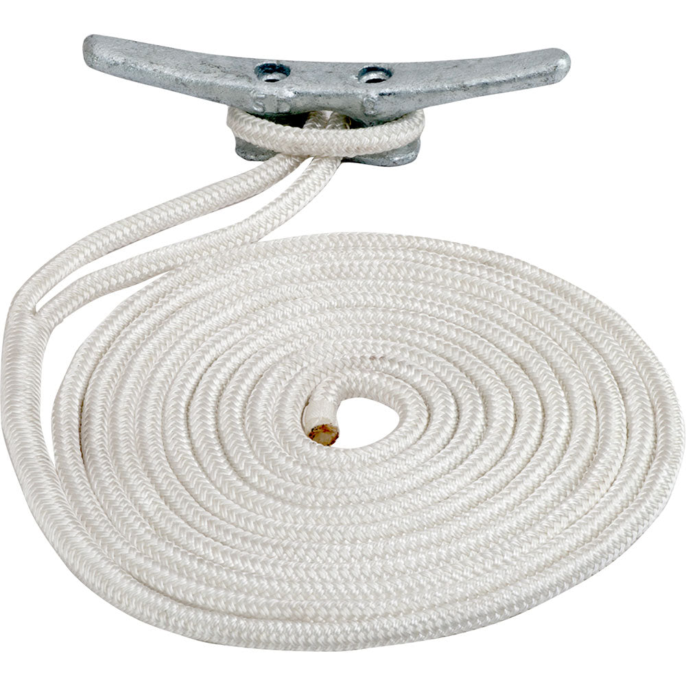 Sea-Dog Double Braided Nylon Dock Line - 5/8" x 30' - White 302116030WH-1