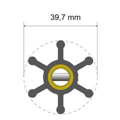 Albin Pump Premium Impeller Kit - 39.7 x 9.5 x 19.2mm - 6 Blade - Pin Insert 06-01-003