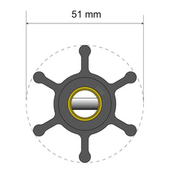 Albin Pump Premium Impeller Kit - 51 x 22 x 12mm - 6 Blade - Pin Insert 06-01-005