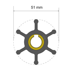 Albin Pump Premium Impeller Kit - 51 x 12.7 x 22mm - 6 Blade - Key Insert 06-01-007
