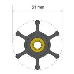 Albin Pump Premium Impeller Kit - 51 x 8 x 22mm - 6 Blade - Single Flat Insert 06-01-008