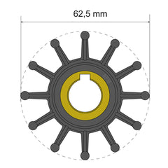 Albin Pump Premium Impeller Kit 62.5 x 16 x 32mm - 12 Blade - Key Insert 06-01-016
