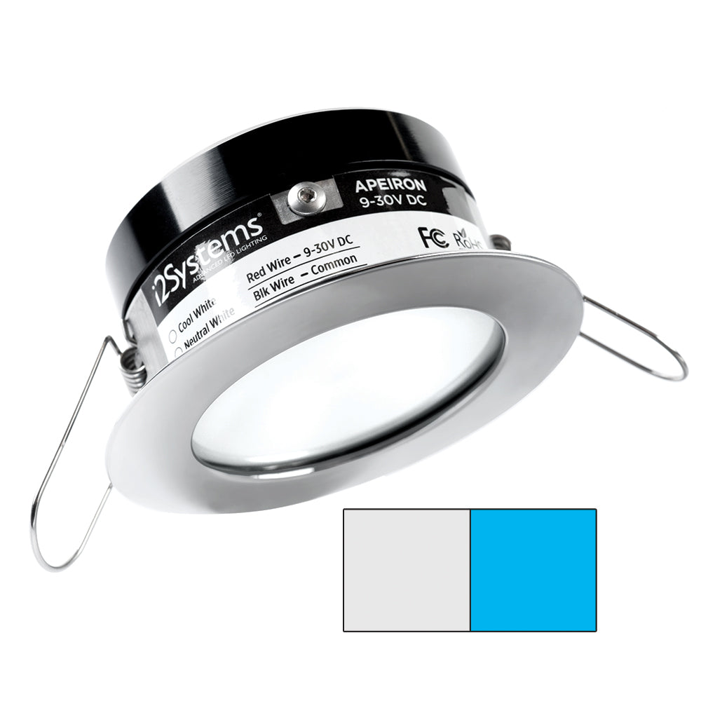 i2Systems Apeiron A503 3W Spring Mount Light - Cool White & Blue - Polished Chrome Finish A503-11AAG-E