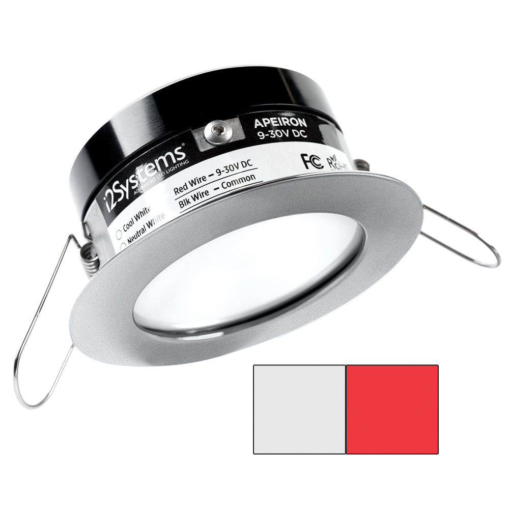 i2Systems Apeiron PRO A503 - 3W Spring Mount Light - Round - Cool White & Red - Brushed Nickel Finish A503-41AAG-H