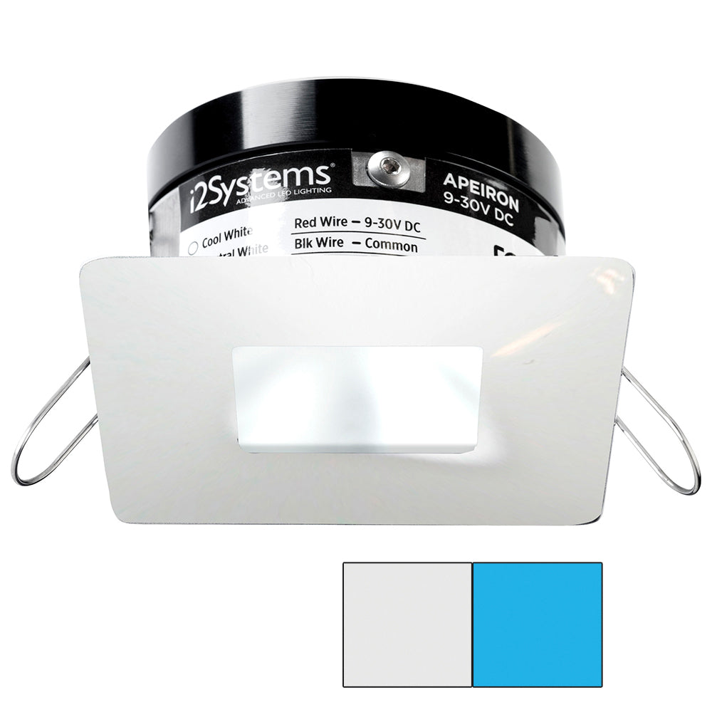 i2Systems Apeiron PRO A503 - 3W Spring Mount Light - Square/Square - Cool White & Blue - White Finish A503-34AAG-E
