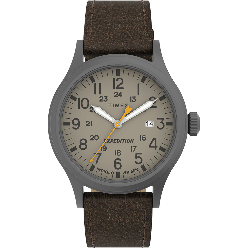 Timex Expedition Scout - Khaki Dial - Brown Leather Strap TW4B23100JV