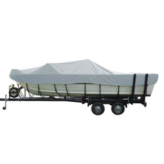 Carver Poly-Flex II Wide Series Styled-to-Fit Boat Cover f/18.5' Aluminum V-Hull Sterndrive Boats with Walk-Thru Windshield - Grey 72418F-10