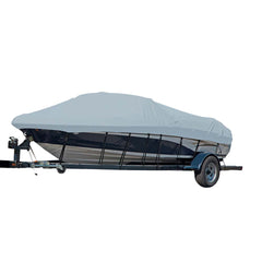 Carver Sun-DURA Styled-to-Fit Boat Cover f/23.5' Sterndrive V-Hull Runabout Boats (Including Eurostyle) w/Windshield & Hand/Bow Rails - Grey 77123S-11