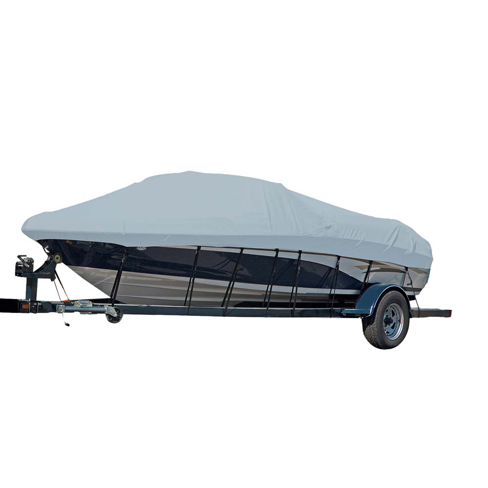 Carver Sun-DURA Styled-to-Fit Boat Cover f/24.5' Sterndrive V-Hull Runabout Boats (Including Eurostyle) w/Windshield & Hand/Bow Rails - Grey 77124S-11