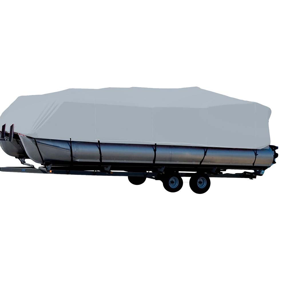 Carver Sun-DURA Styled-to-Fit Boat Cover f/26.5' Pontoons w/Bimini Top & Partial Rails - Grey 77626S-11