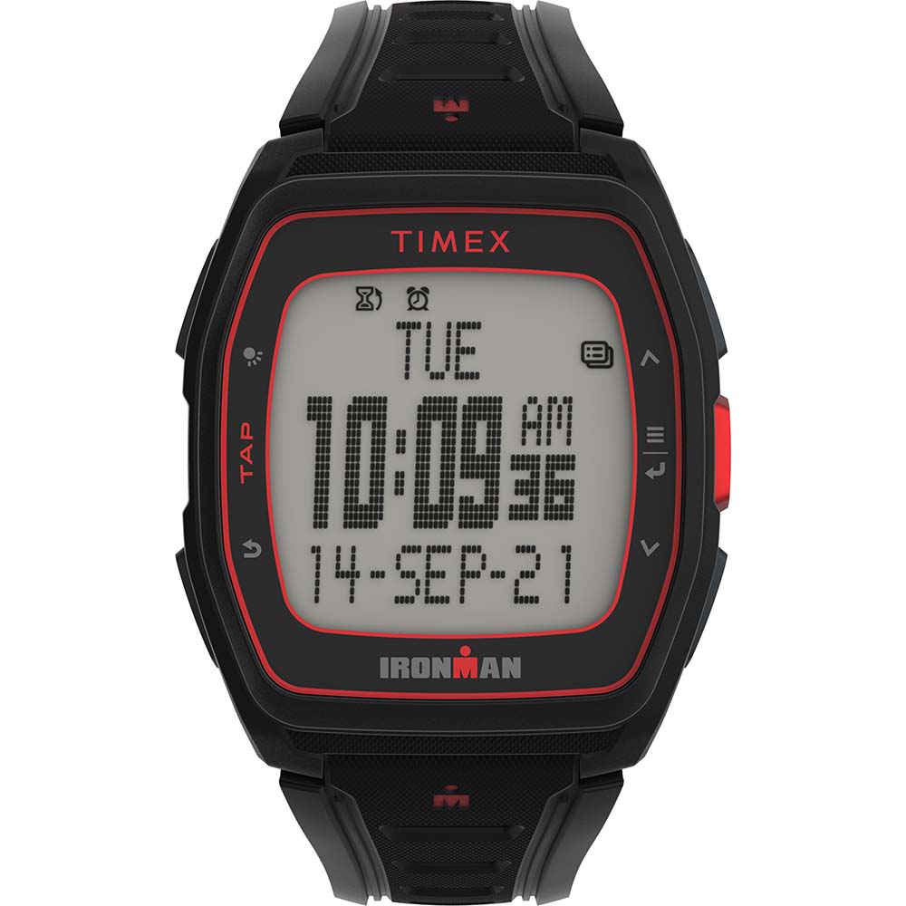 Timex IRONMAN T300 Silicone Strap Watch - Black/Red TW5M47500