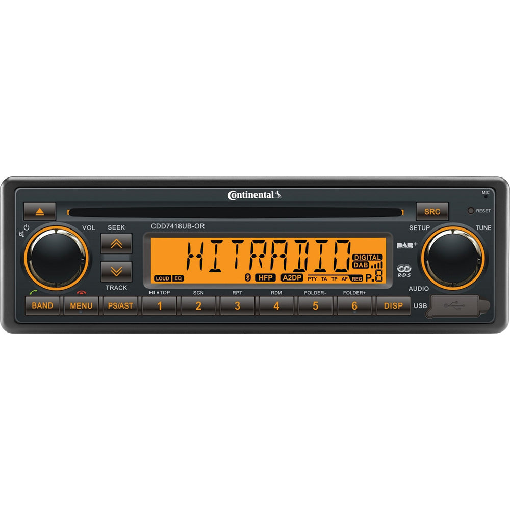 Continental Stereo w/CD/AM/FM/BT/USB/DAB+/DMB- Harness Included - 12V CDD7418UB-ORK