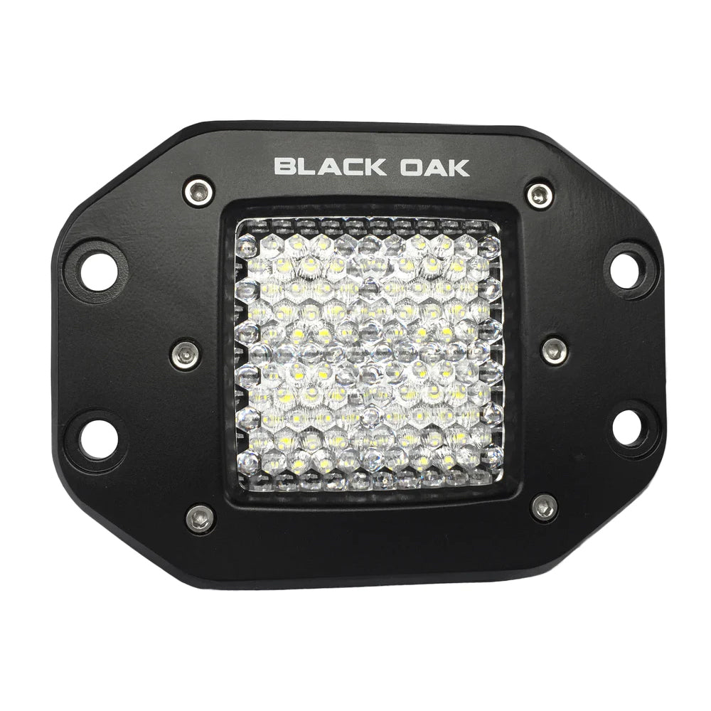Black Oak Pro Series 2" Flush Mounted Diffused Light - Black 2D-FPOD10CR