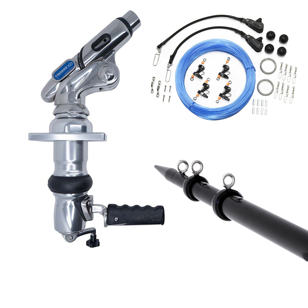 Tigress 88825-3 XD Crank Top Mount System - 18&#39; - Black Outriggers Pro Series Double Rigging Kit
