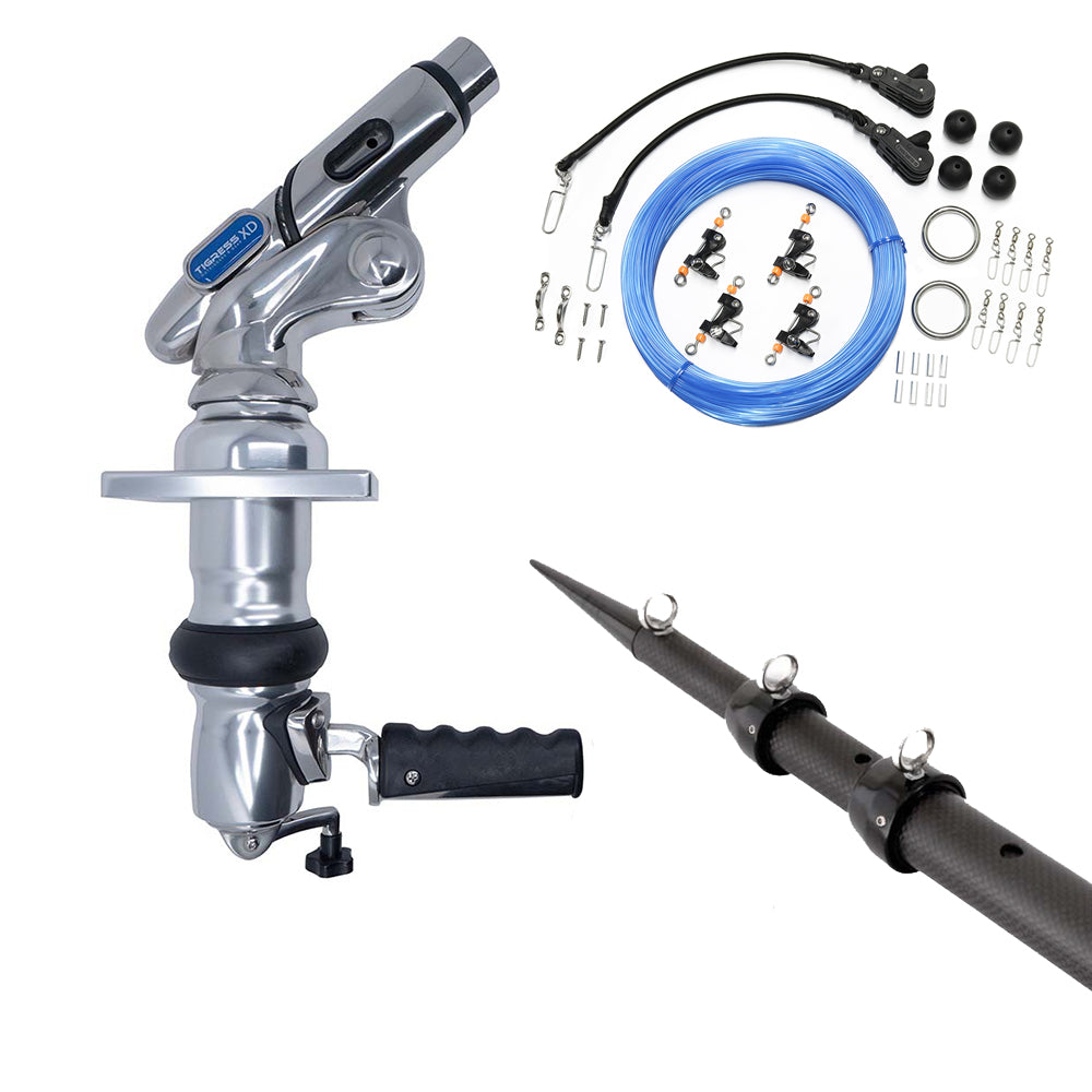Tigress 88679-02 XD Crank Top Mount System - 18&#39; - Carbon Fiber XD Black/Black Outriggers Pro Series Double Rigging Kit