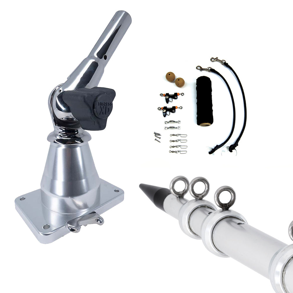 Tigress 88823-2 XD Bay Series Top Mount System - 15&#39; - Aluminum Silver Outriggers Deluxe Rigging Kit