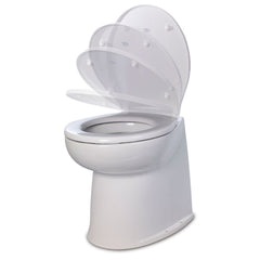 Jabsco 58080-3012 Deluxe Flush 14" Straight Back 12V Freshwater Electric Marine Toilet w/Solenoid Valve & Soft Close Lid