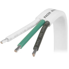 Pacer W16/3-FT 16/3 AWG Triplex Cable - Black/Green/White - Sold By The Foot