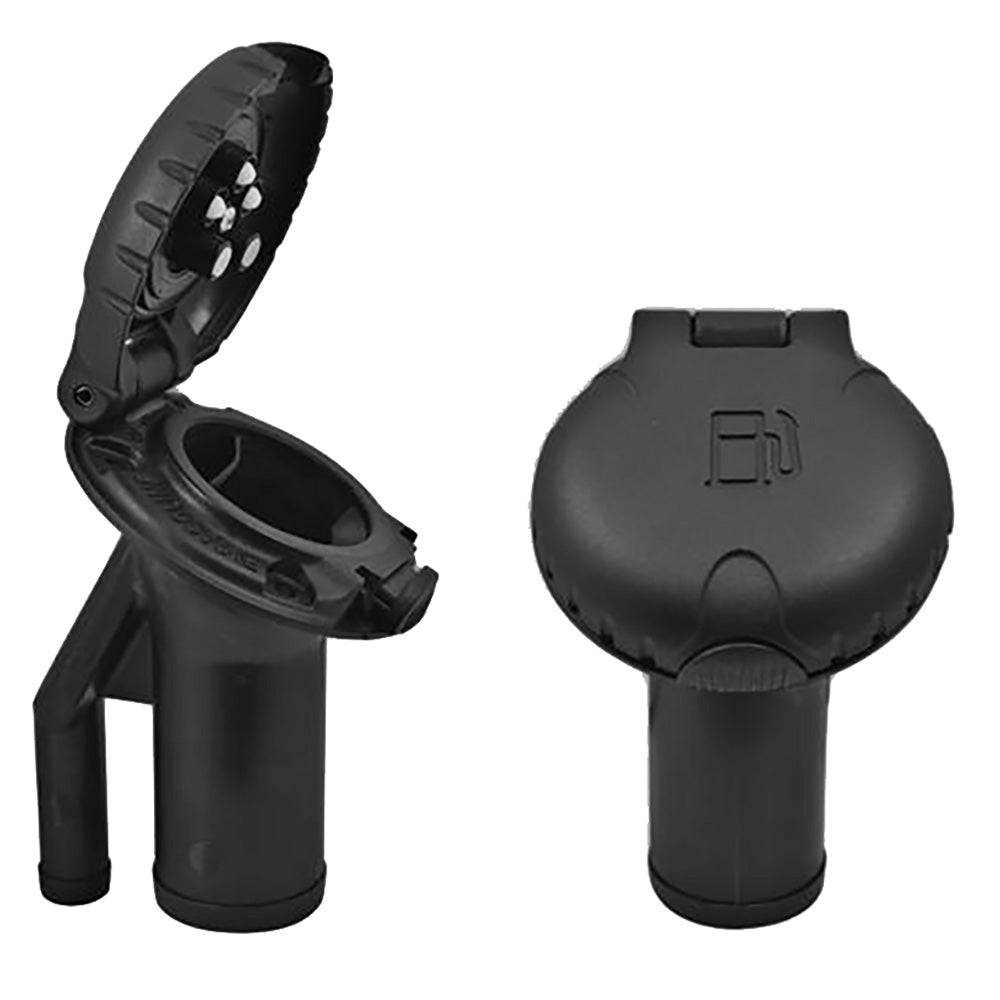 Attwood 44050-1000 Deck Fill f/Pressure Relief Systems - Angled Body & Scalloped Black Plastic Cap