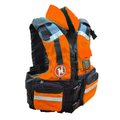 First Watch AV-800-OB-L/XL AV-800 4 Pocket Vest Hi-Vis - Orange/Black - L/XL
