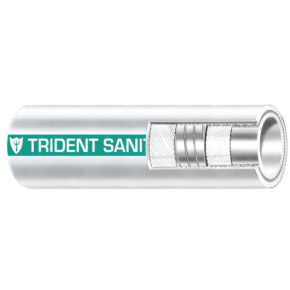 Trident Marine 102-1126 1-1/2" x 50' Coil Premium Marine Sanitation Hose - White w/Green Stripe