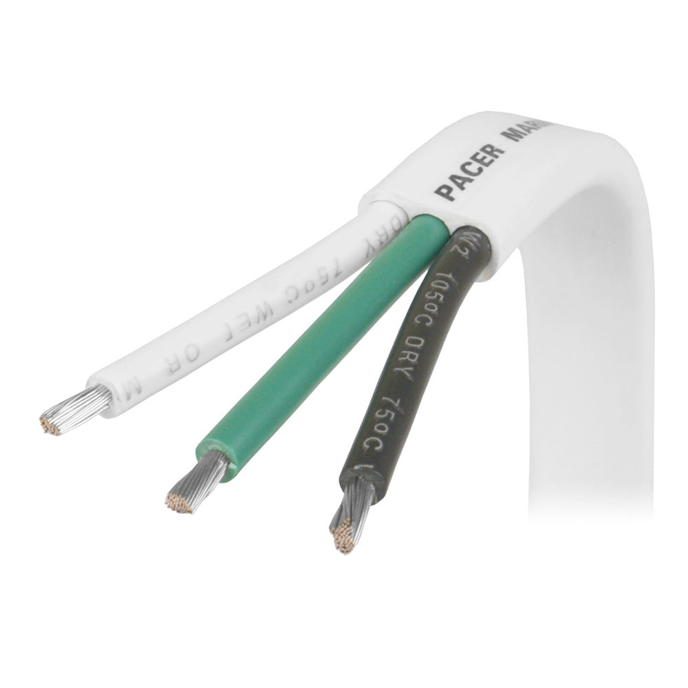 Pacer W14/3-FT White Triplex Cable - 14/3 AWG - Black/Green/White - Sold by the Foot