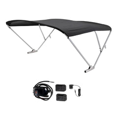 SureShade 2021133086 Battery Powered Bimini - Clear Anodized Frame & Black Fabric