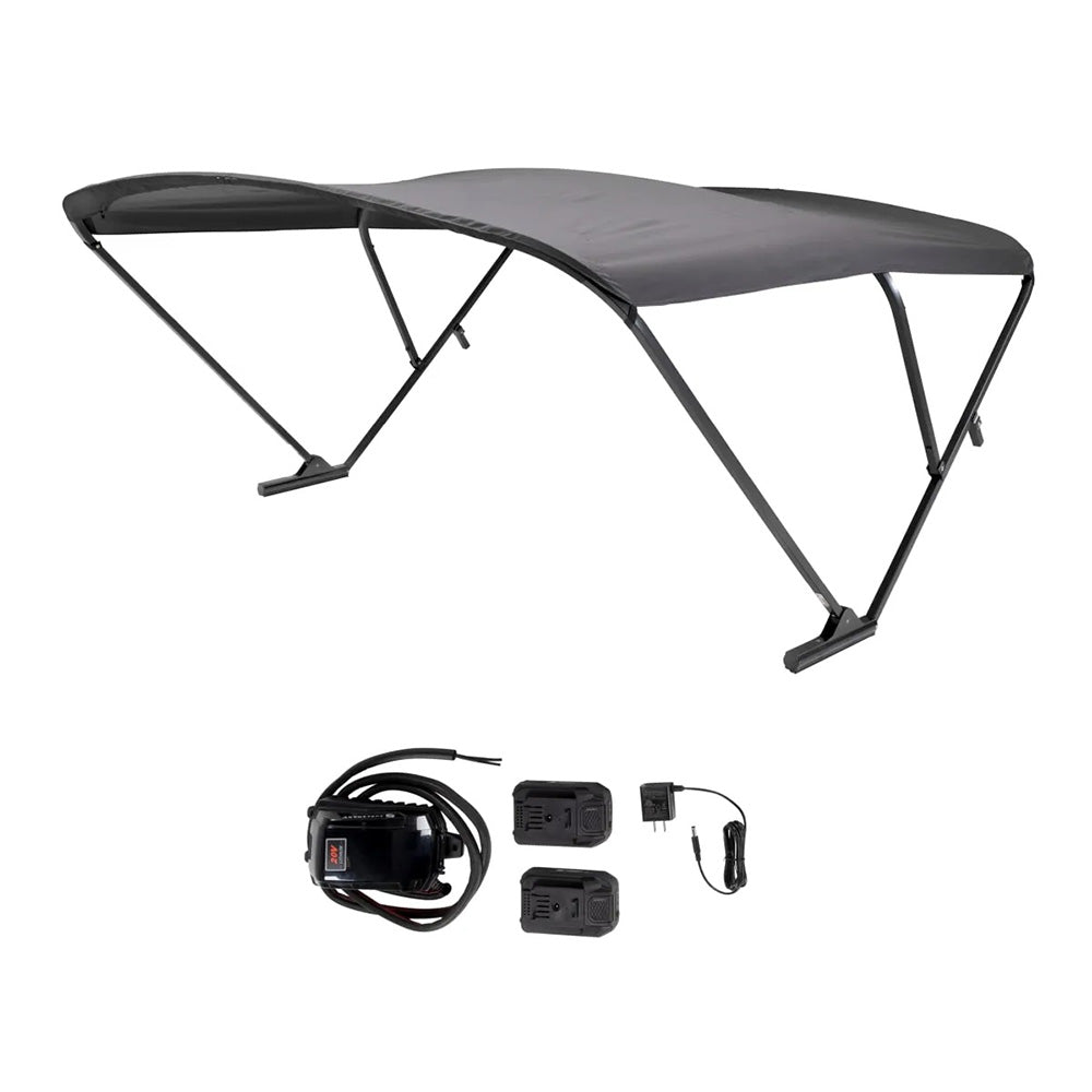 SureShade 2021133087 Battery Powered Bimini - Black Anodized Frame & Black Fabric