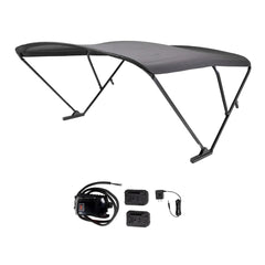 SureShade 2021133087 Battery Powered Bimini - Black Anodized Frame & Black Fabric