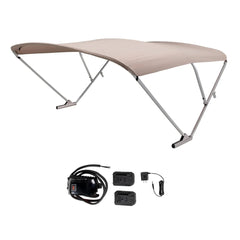 SureShade 2021133088 Battery Powered Bimini - Clear Anodized Frame & Beige Fabric