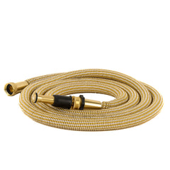 HoseCoil HEP25K 25' Expandable PRO w/Brass Twist Nozzle & Nylon Mesh Bag - Gold/White