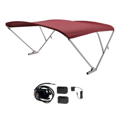 SureShade 2021133090 Battery Powered Bimini - Clear Anodized Frame & Burgundy Fabric